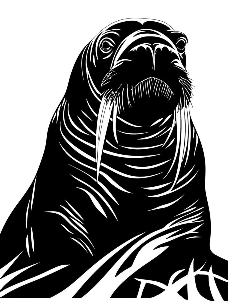 Majestic Walrus Illustration for Marine-Themed Designs and Educational Uses vector