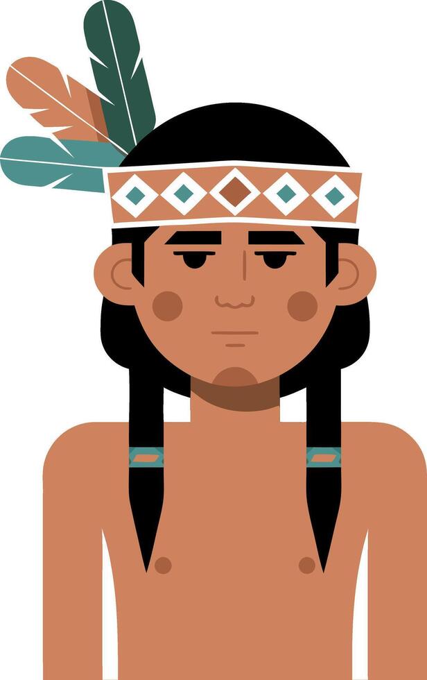 Native American Inspired Illustration with Feathered Headdress vector