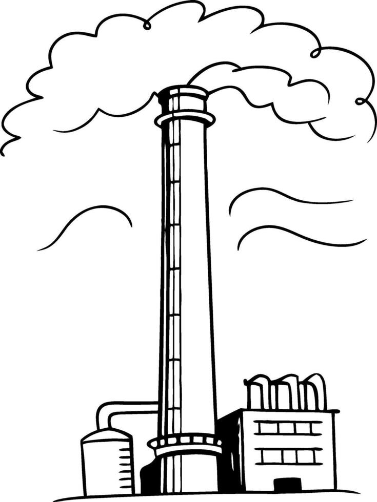 Industrial Smoke Stack Emitting Clouds Illustration for Environmental Themes vector