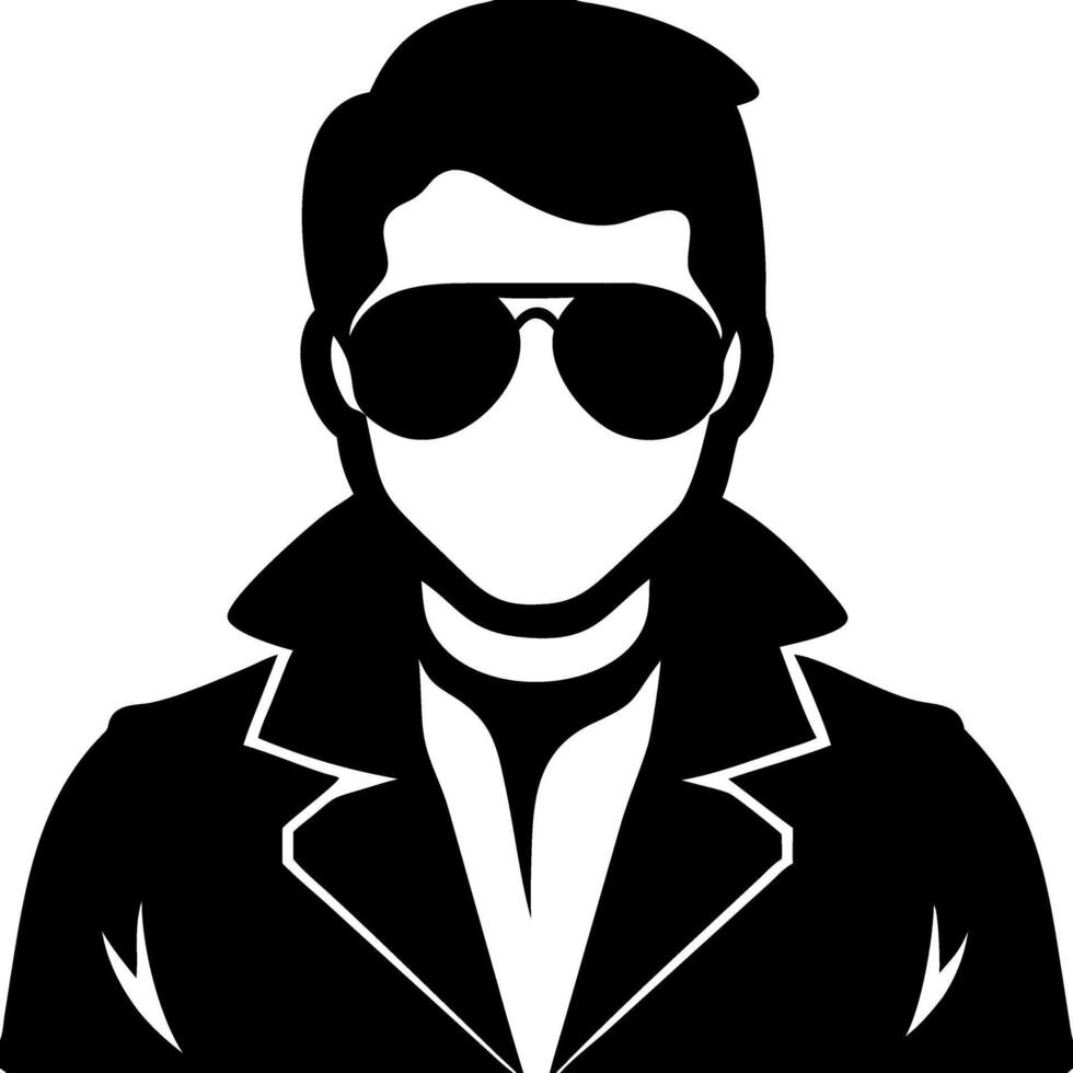 Stylish Silhouette of Cool Guy with Sunglasses and Jacket Art vector
