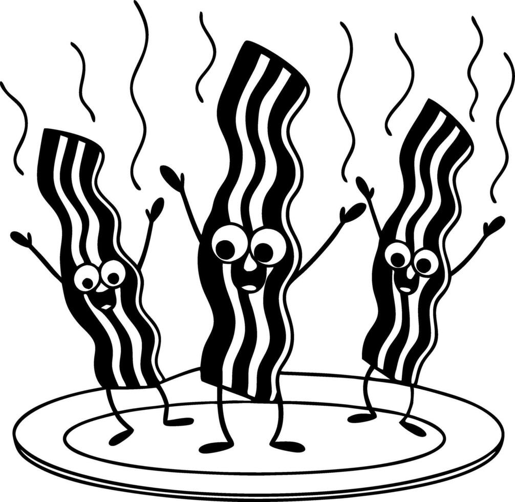 Cartoon Happy Dancing Bacon for Fun Food Art and Projects vector