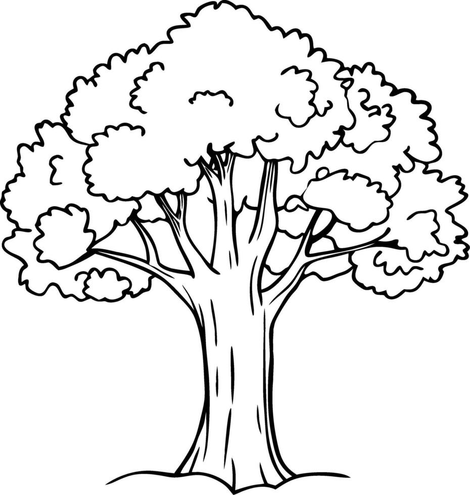 Illustration of Majestic Tree Outline for Coloring Book and Nature Projects vector