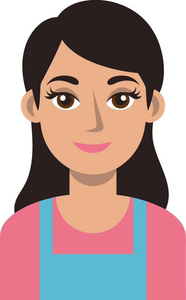 Smiling Woman in Blue Apron Illustration for Character Design vector