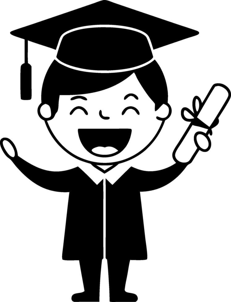 Happy Graduate Kid with Cap and Diploma Illustration for Educational Use vector