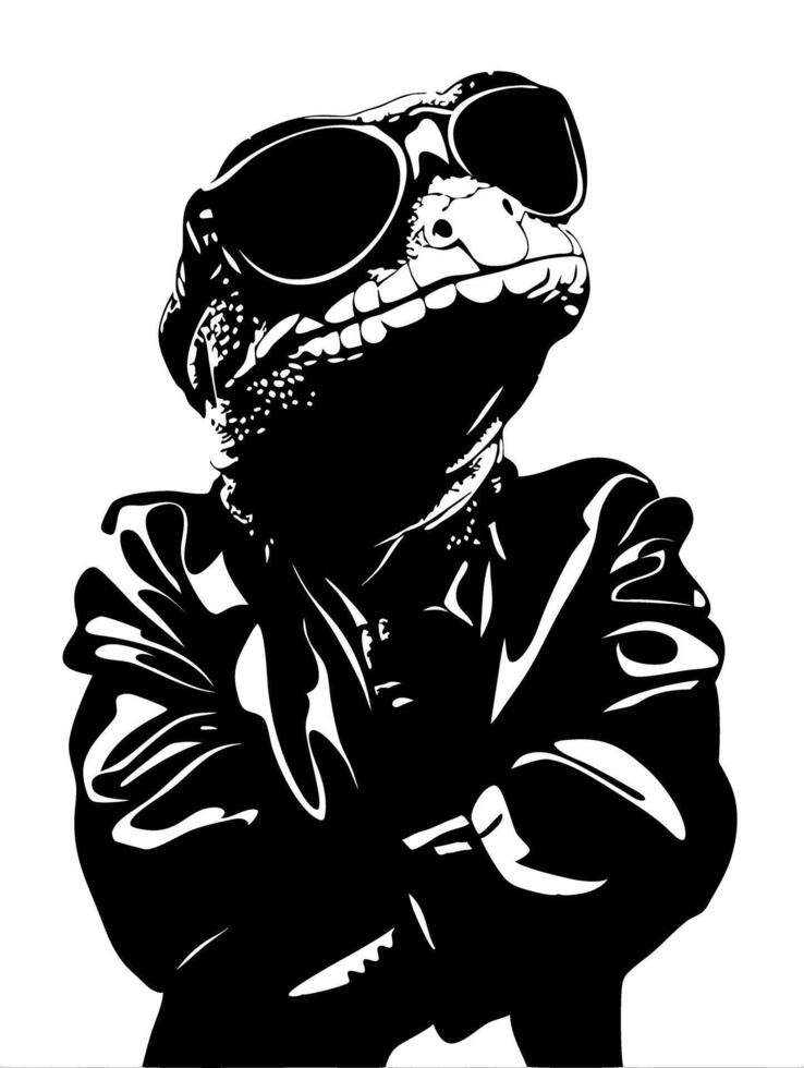 Cool Lizard in Leather Jacket and Sunglasses Art vector