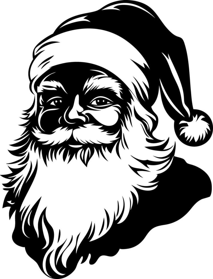 Santa Claus Black and White Art for Holiday Design and Decorations vector