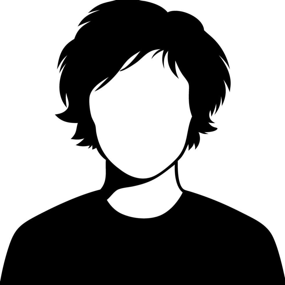 Silhouette of Young Man with Messy Hair for Design and Graphic Projects vector