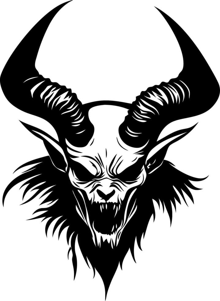 Demon Skull Illustration with Horns for Tattoo and Graphic Design vector