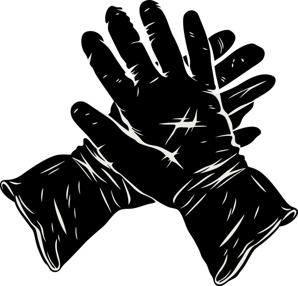 Black Rubber Gloves Illustrating Hygiene and Protection Concept vector