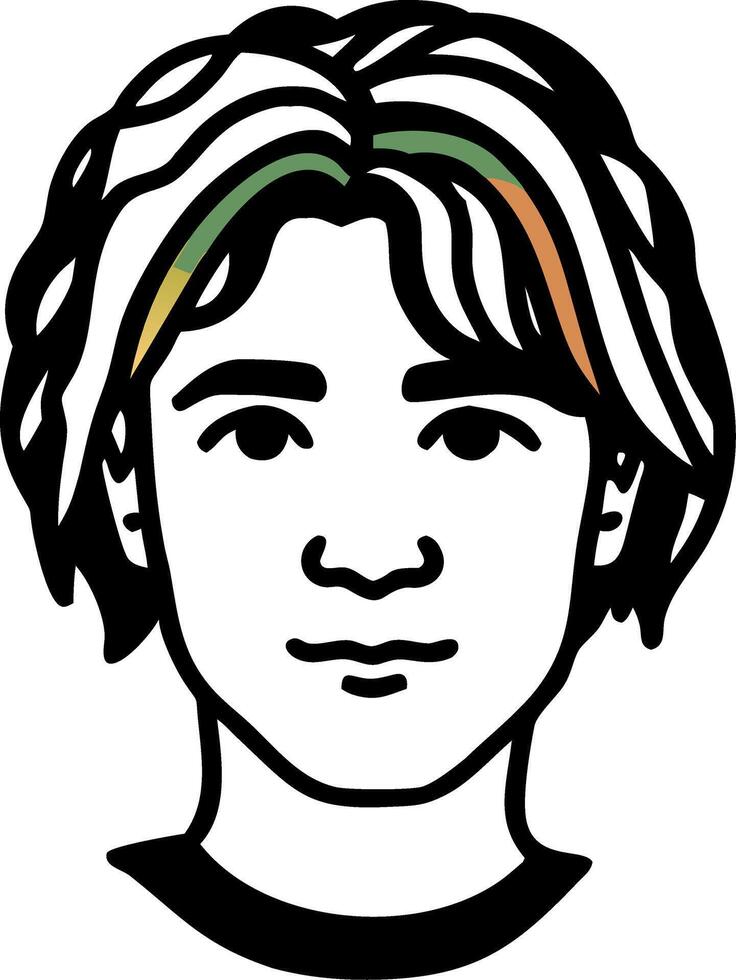 Portrait Illustration of Person with Short Hair and Subtle Highlights vector