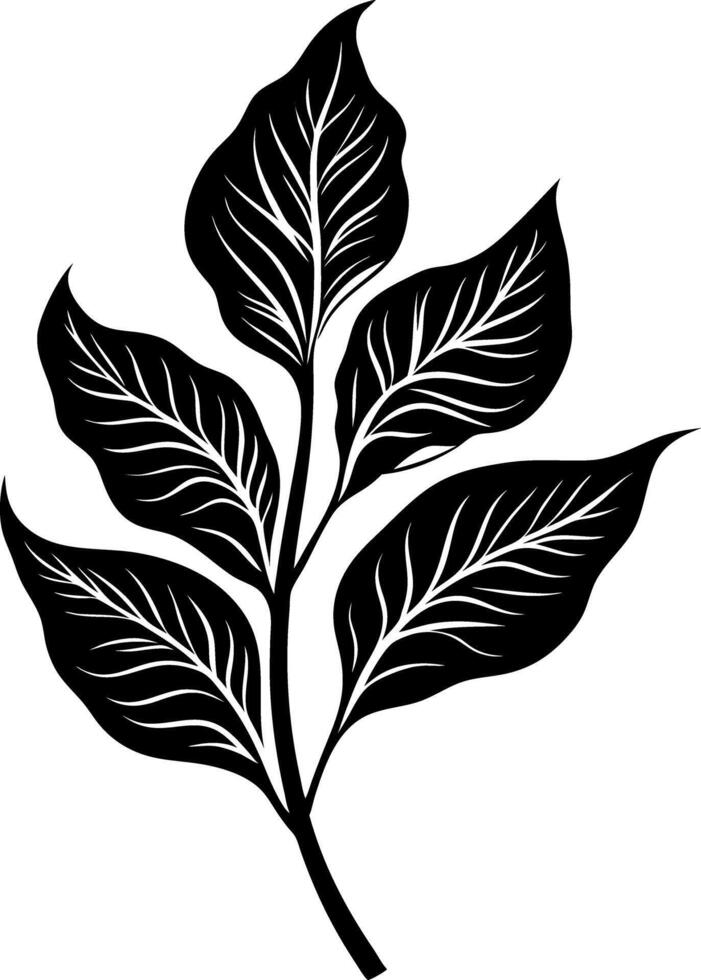 Black Silhouette Leaf Design for Art and Craft Projects vector
