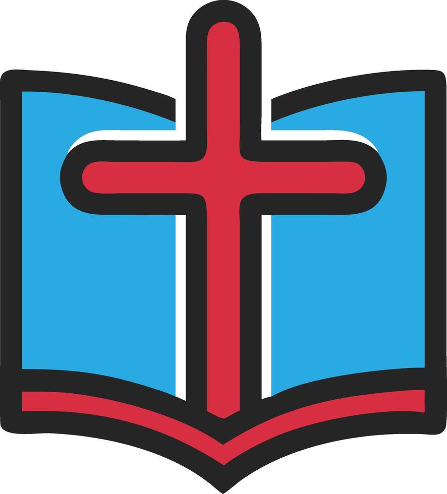 Christian Cross on Open Bible for Religious Graphics and Educational Materials vector