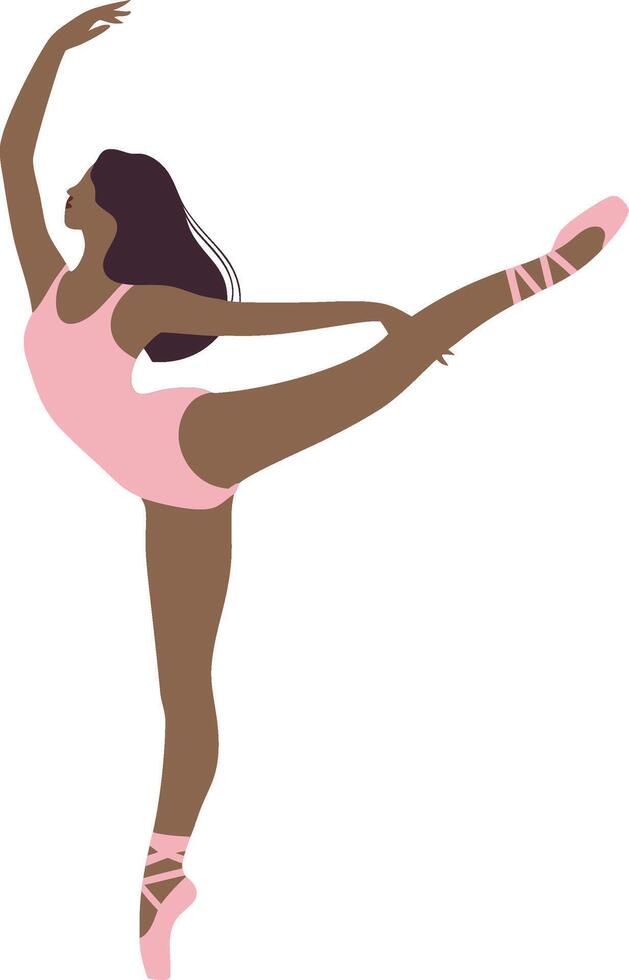 Graceful Ballerina Dancing Silhouette in Pink Pose Illustration vector