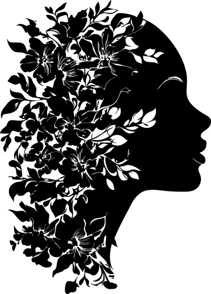 Floral Woman Silhouette Art for Creative Design Projects vector