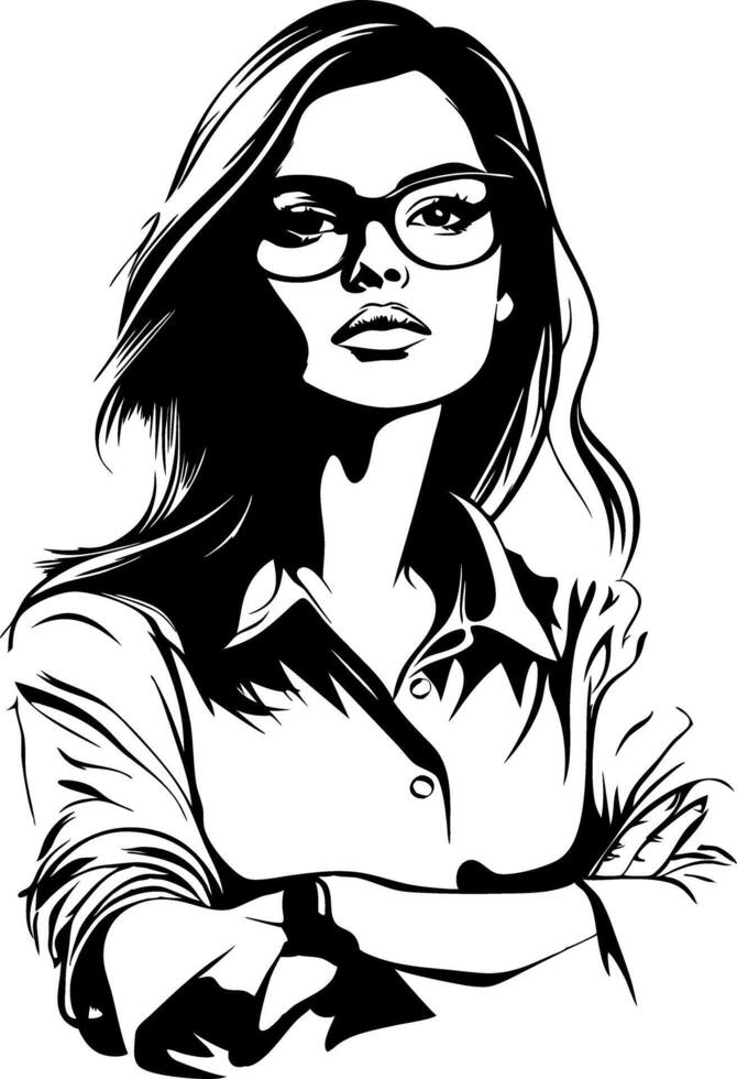 Stylish Woman in Glasses Illustration for Fashion and Art Design vector