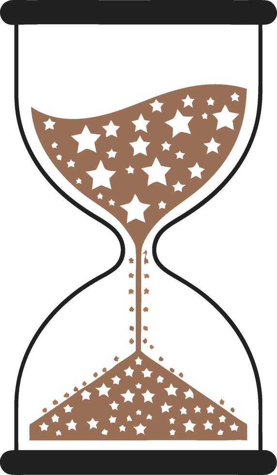Hourglass with Star Particles Symbolizing Time and Imagination Art vector
