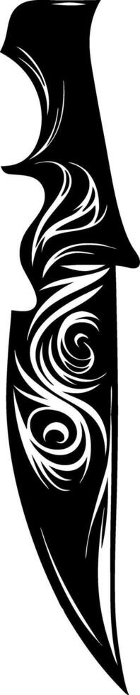 Tribal Knife Design with Ornamental Swirls for Tattoo or Art Projects vector