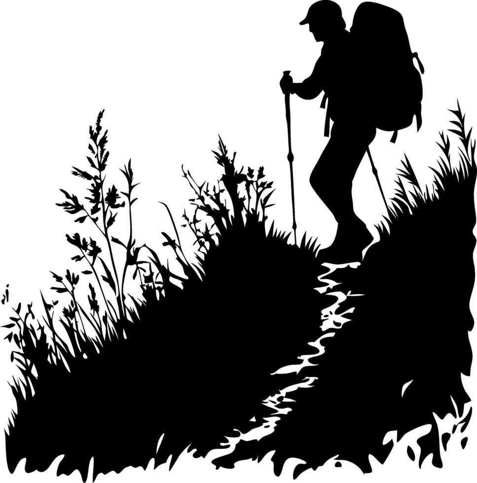 Hiking Silhouette Adventurer Design for Outdoor Enthusiasts and Nature Lovers vector