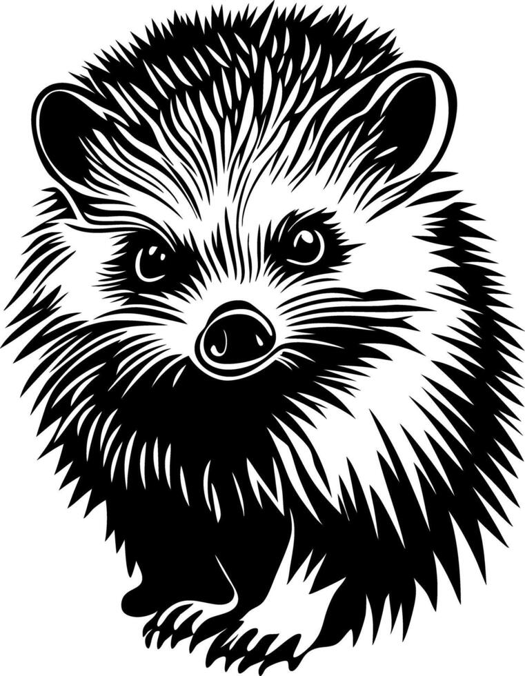 Cute Hedgehog Art for Tattoo and Coloring Book Design vector