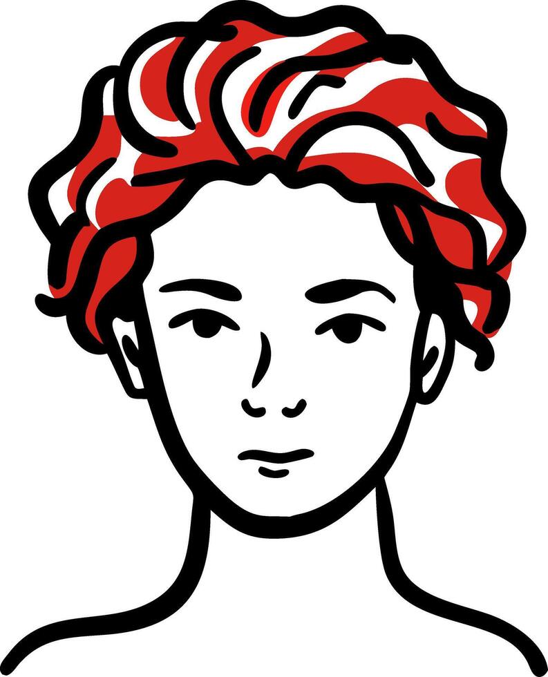 Bold Red Hair Outline Illustration for Artistic Designs and Tattoos vector