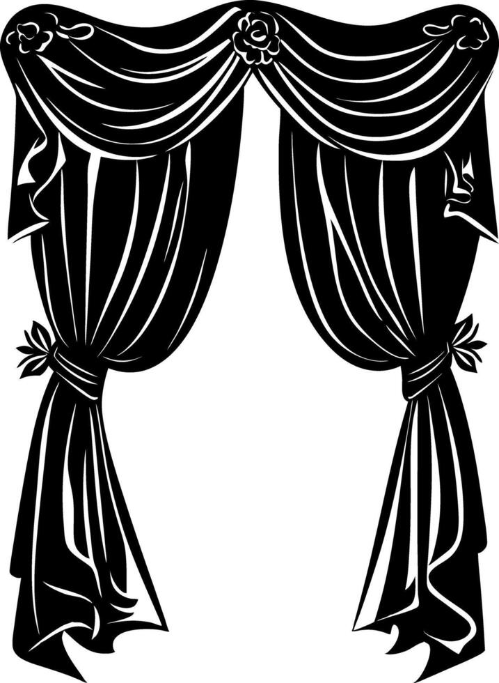 Ornate Floral Drapery Illustration for Decorative Design Projects vector