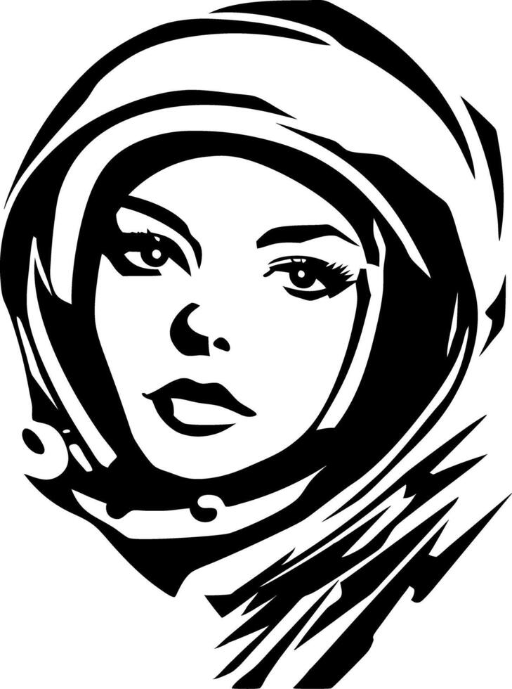 Portrait of Woman in Hood Monochrome Art for Tattoos and Design Projects vector