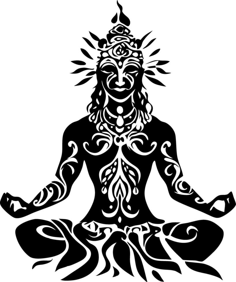 Intricate Mandala Yoga Pose Art for Meditation and Tattoo Design vector