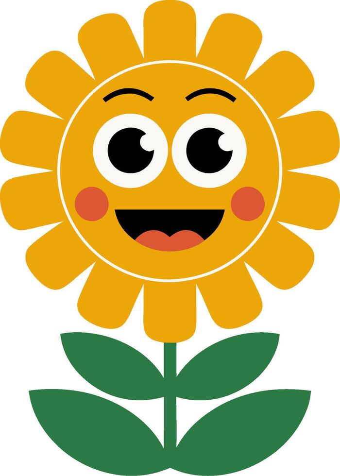 Cute Happy Sunflower Cartoon for Children's Art and Design vector