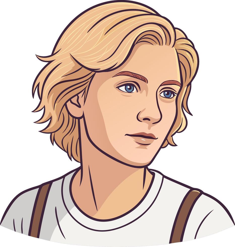 Blonde Young Man Portrait Art Illustration for Design Projects vector