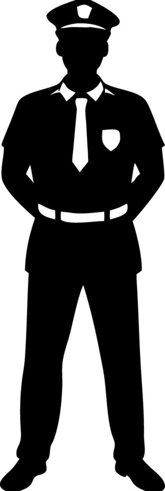Silhouette of Police Officer Standing Security for Design Projects vector