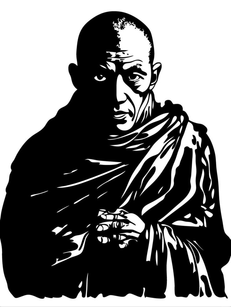 Monk in Contemplation Illustration for Spiritual Art and Design Projects vector