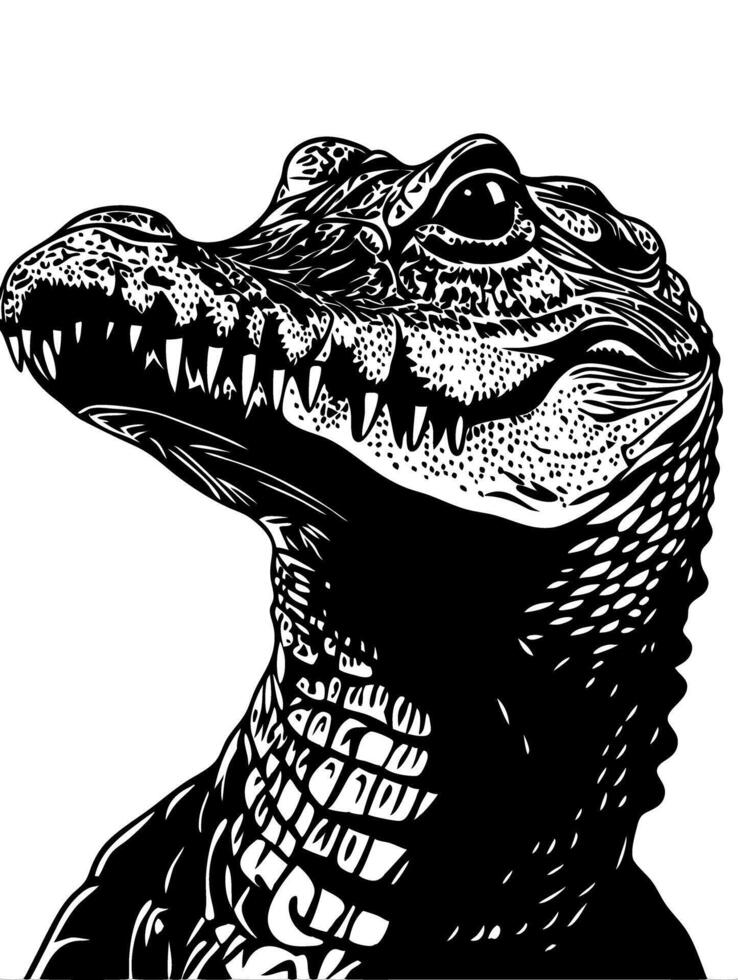 Vintage Style Alligator Head Illustration Perfect for Tattoos and Design Projects vector