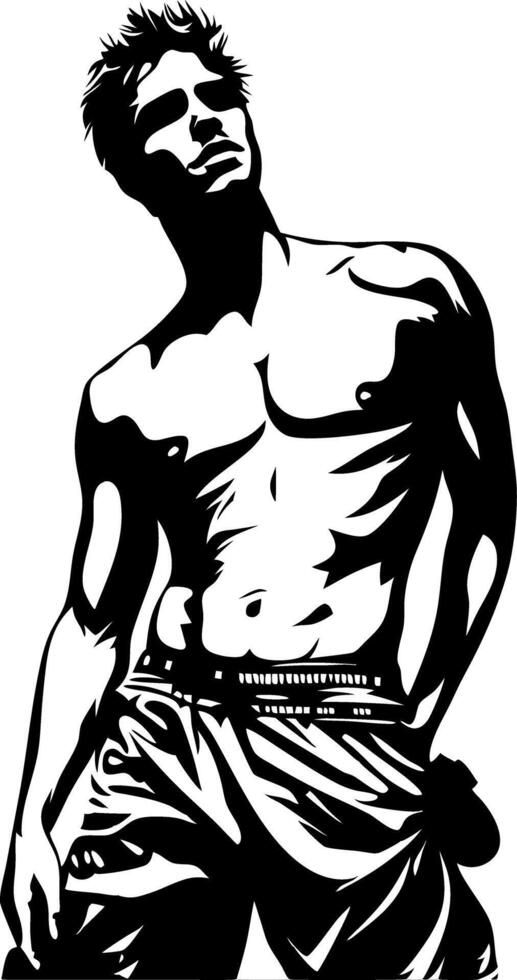 Stylish Muscular Man Art Design for Fashion and Tattoo Inspiration vector