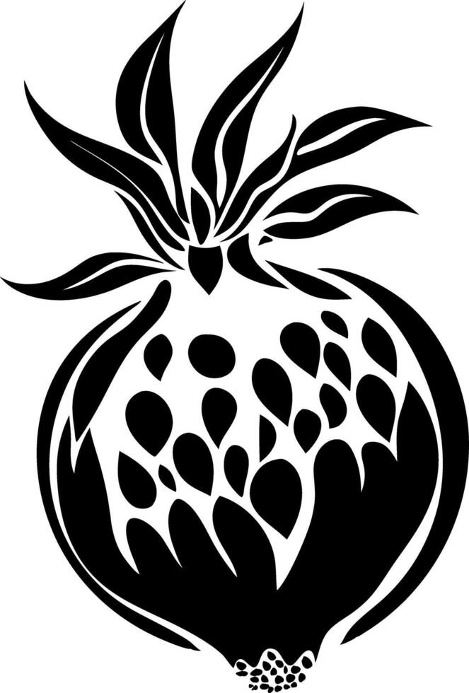 Black Silhouette Stylized Pomegranate Design for Art Tattoos and Decor vector
