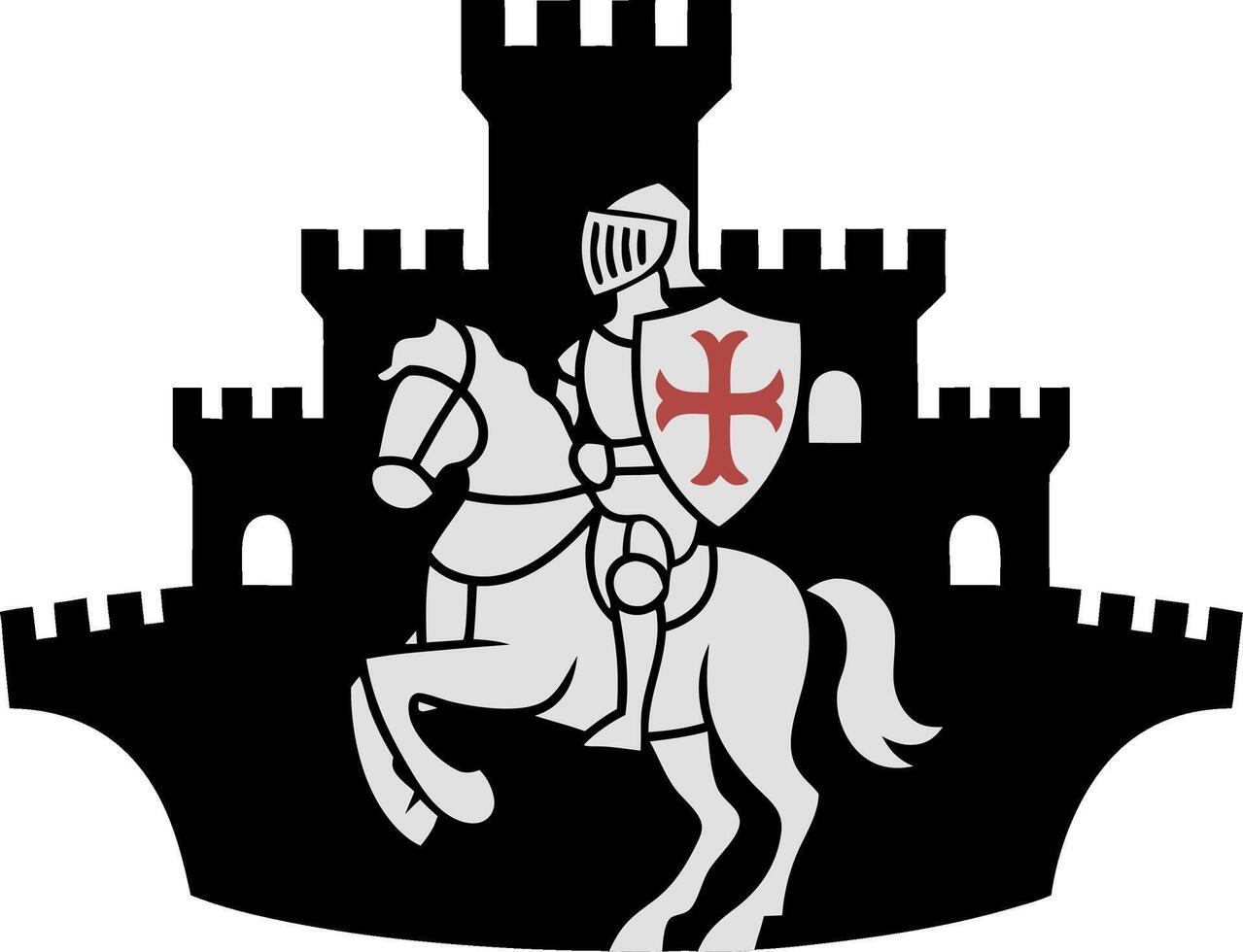 Medieval Knight on Horseback with Castle Illustration vector