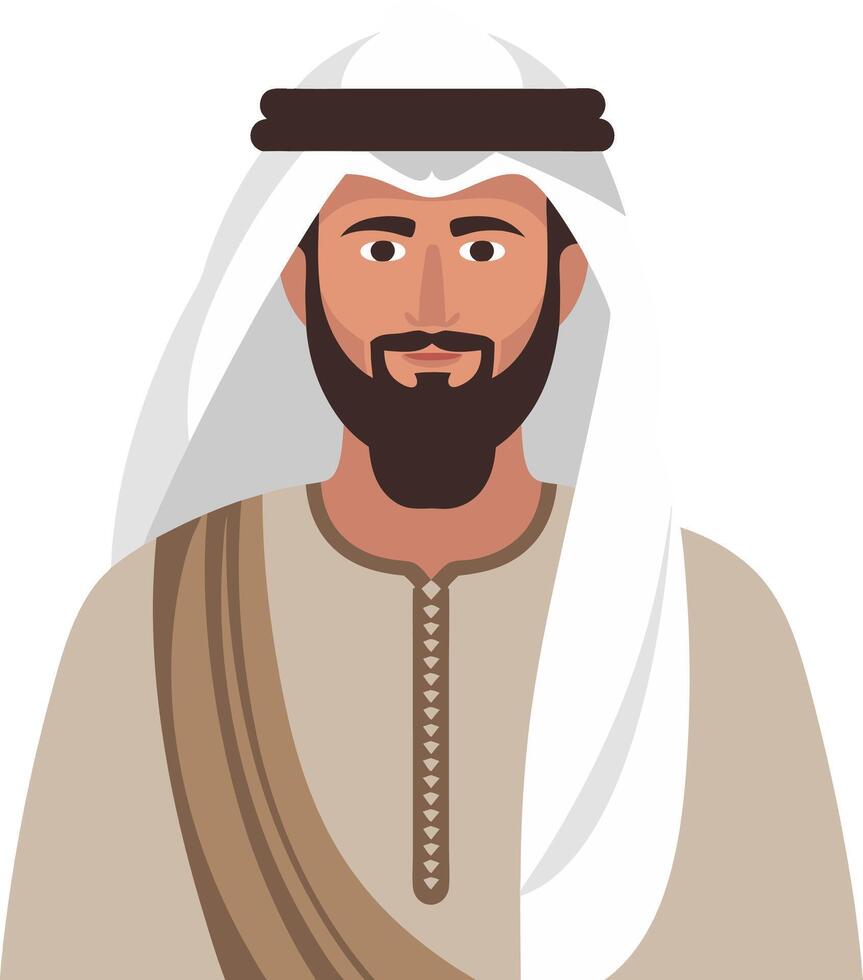 Traditional Middle Eastern Man in Thobe and Keffiyeh Illustration vector