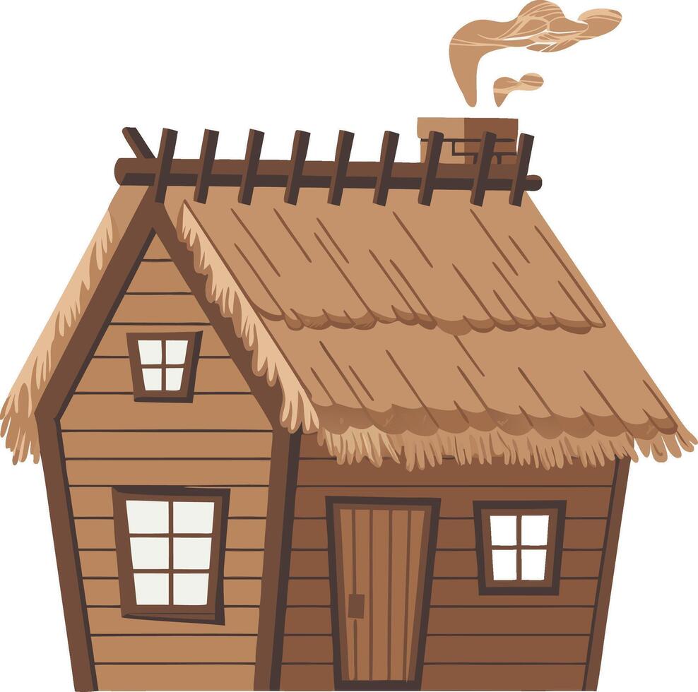 Rustic Wooden Cottage Illustration for Design and Art Projects vector