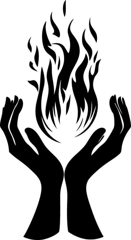 Hands Holding Flame Symbol Art for Tattoo Design and Inspirational Themes vector