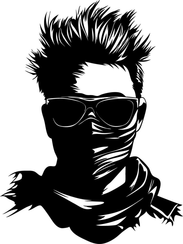 Mysterious Figure in Sunglasses and Scarf Silhouette Art vector