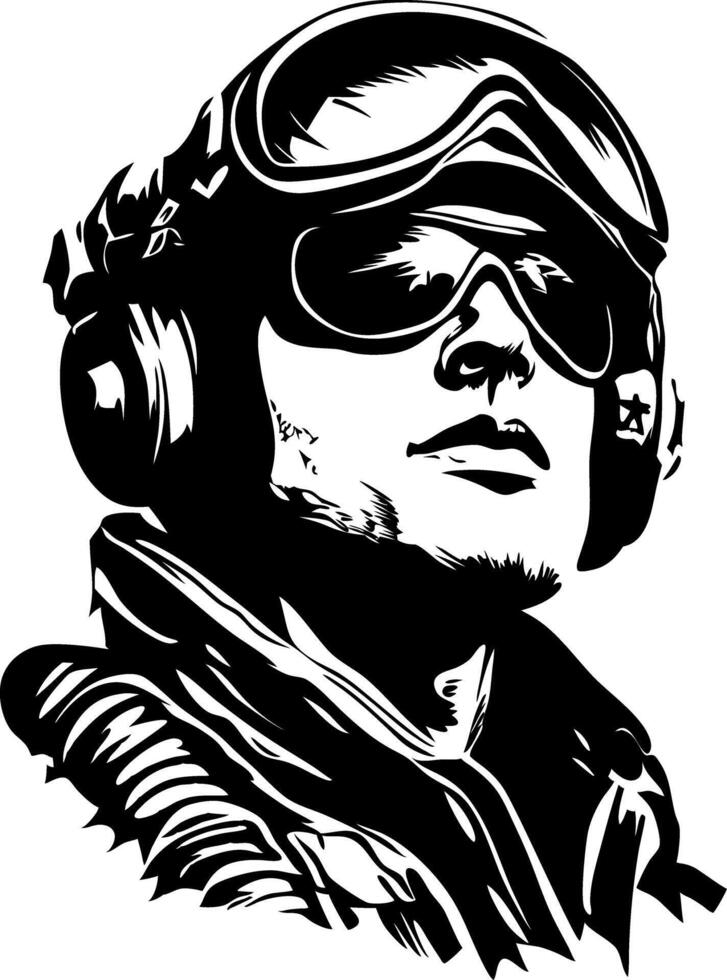 Pilot Art with Goggles and Headset for Tattoo and Design vector