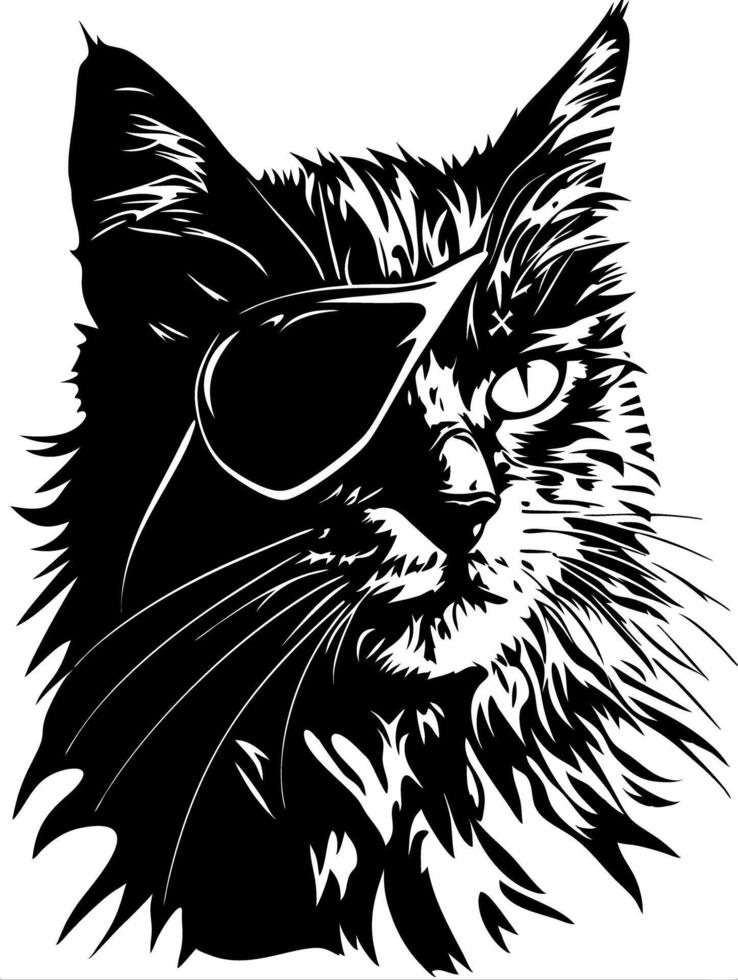 Pirate Cat Illustration Perfect for Tattoos and Print Designs vector