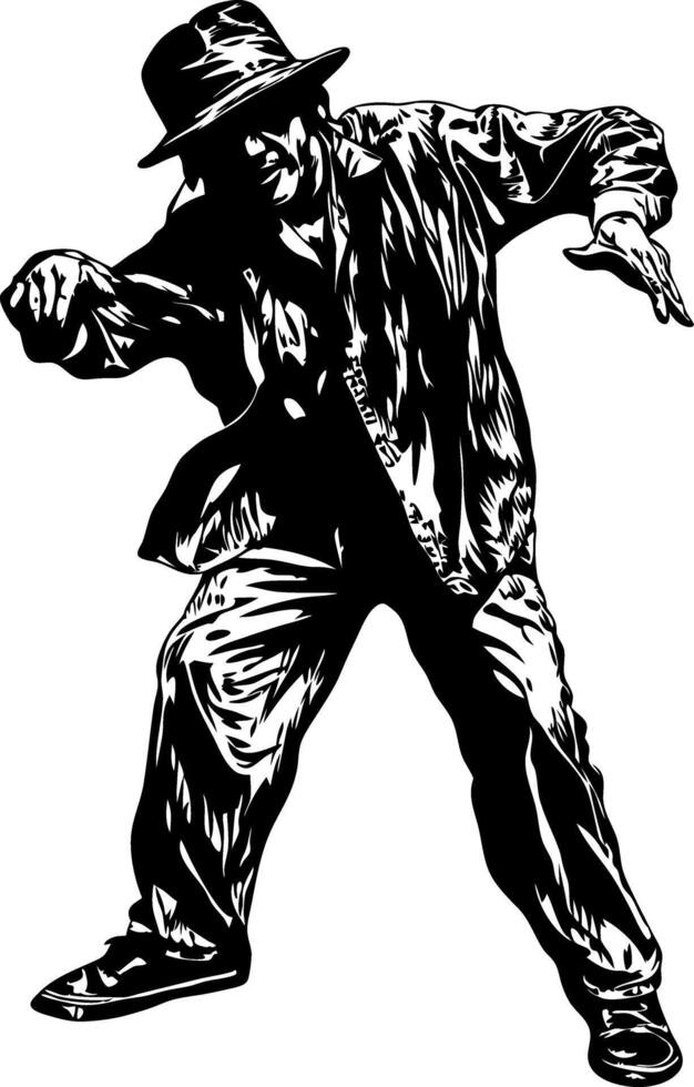 Dynamic Hip Hop Dancer Silhouette Art for Posters and Apparel vector