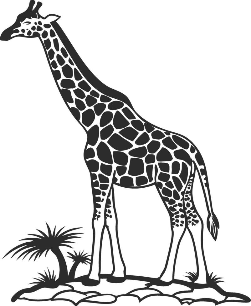 Elegant Giraffe Silhouette Art for Wildlife Illustration and Design Projects vector