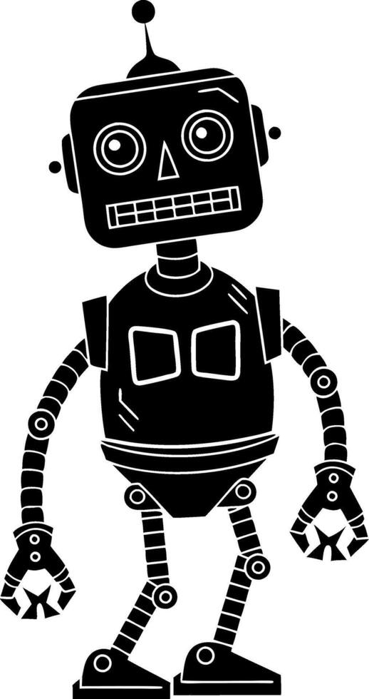 Vintage Robot Illustration Retro Mechanical Cartoon Design vector