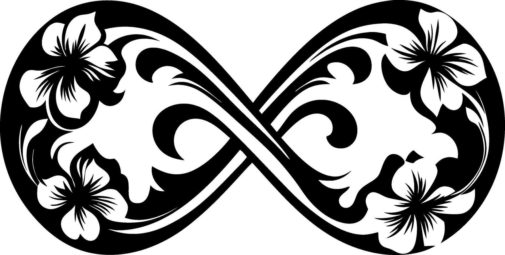 Floral Infinity Symbol Art for Tattoos and Design Projects vector