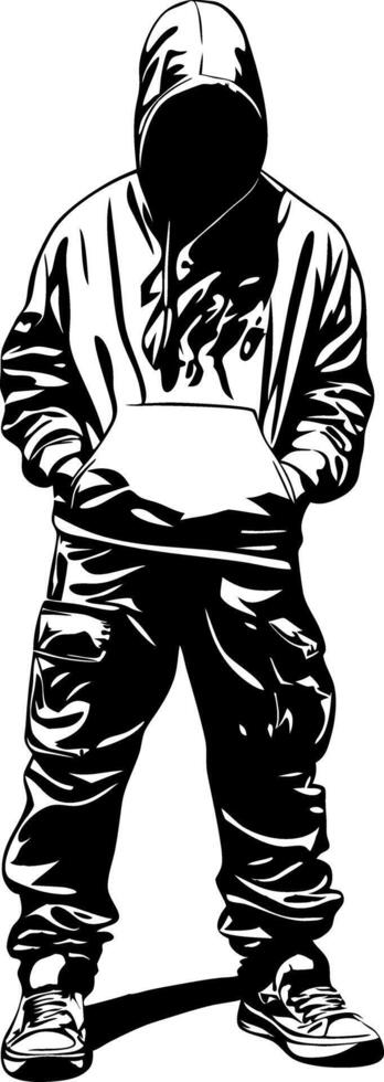 Mysterious Hooded Figure Urban Streetwear Art for Design and Illustration vector