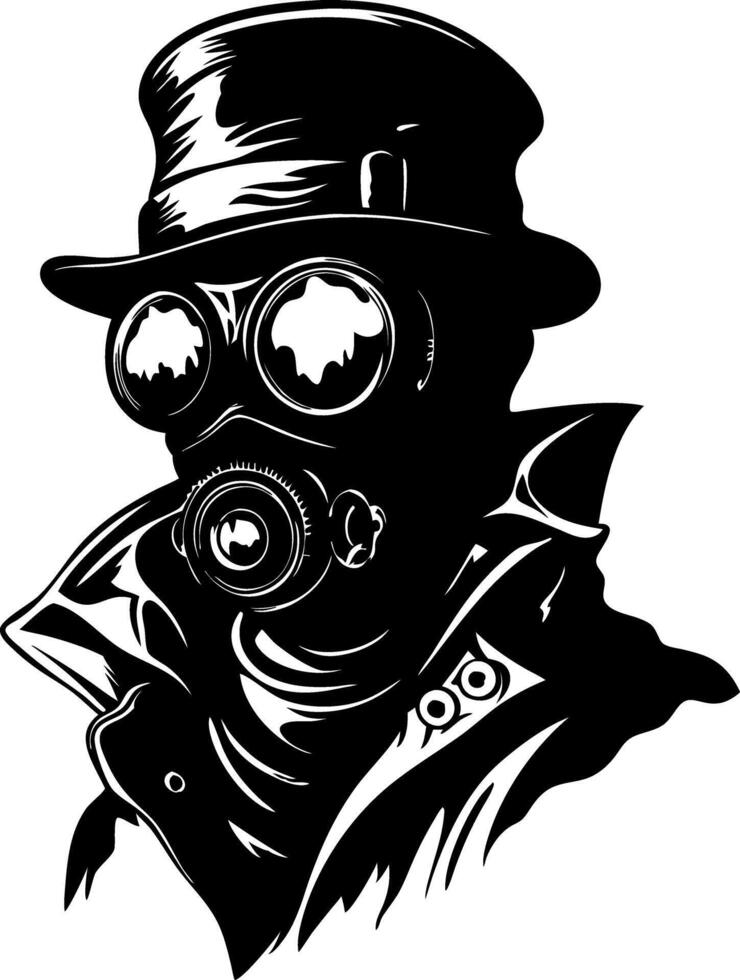 Steampunk Gas Mask Gentleman Illustration Retro Sci-Fi Art for Tattoo and Design vector