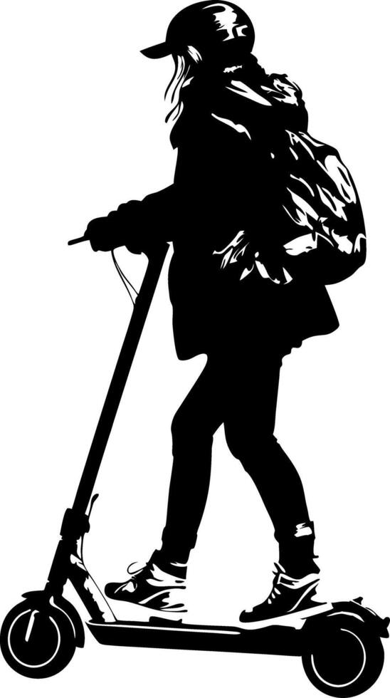 Urban Electric Scooter Girl Silhouette for Modern Lifestyle Art and Design vector