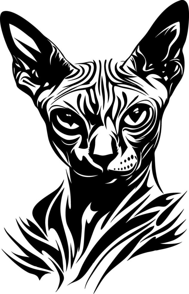 Intricate Sphynx Cat Art for Tattoo and Design Projects vector