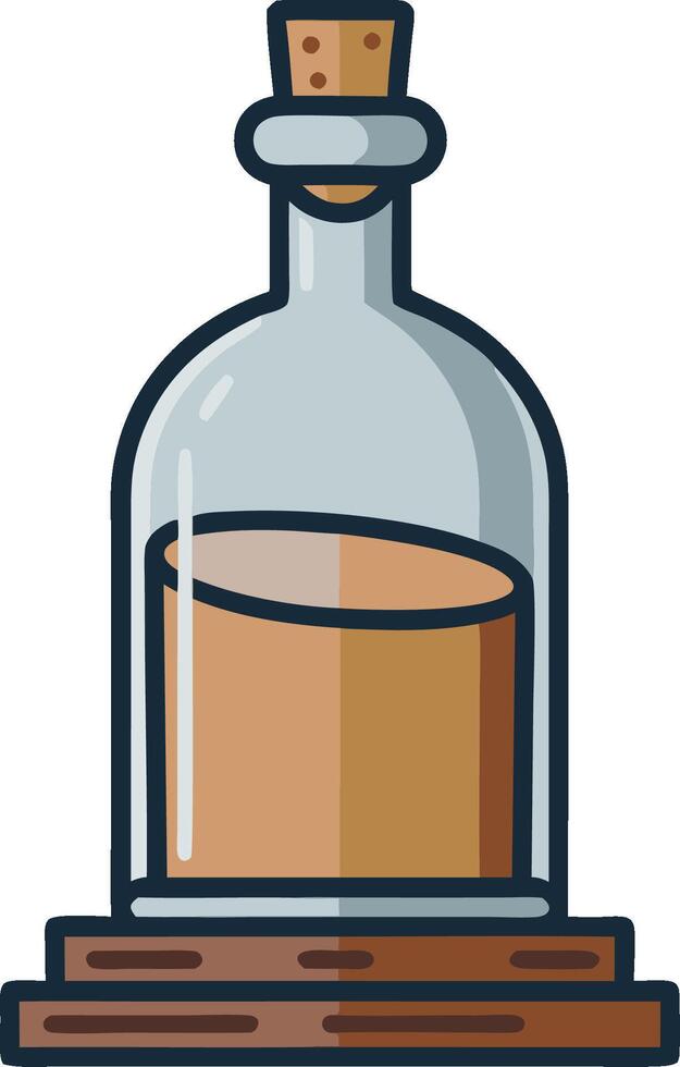 Vintage Glass Bottle with Cork Illustration for Decorative Use vector